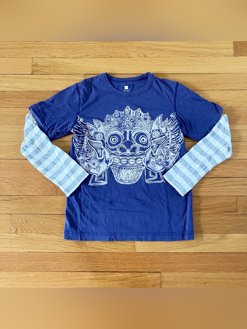 Tea Collection Blue Lunar Dragon Cotton Stripes Long Sleeve Tee 8